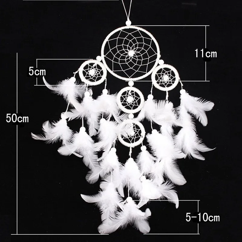 White Dreamcatcher Wind Chimes Indian Style pearl Feather Pendant Dream Catcher Gift