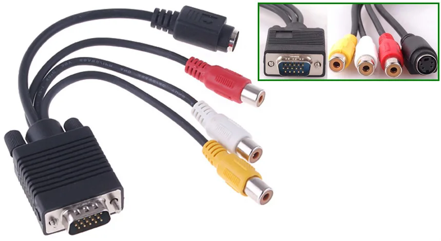 VGA к S Video 3 RCA AV адаптер конвертер Кабель PC ТВ|vga to s-video|vga toav adapter |