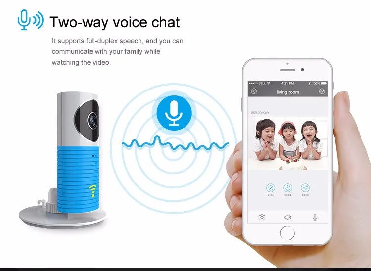 Home Security Camera WiFi Monitor For Smart phones Tablets blue with EU