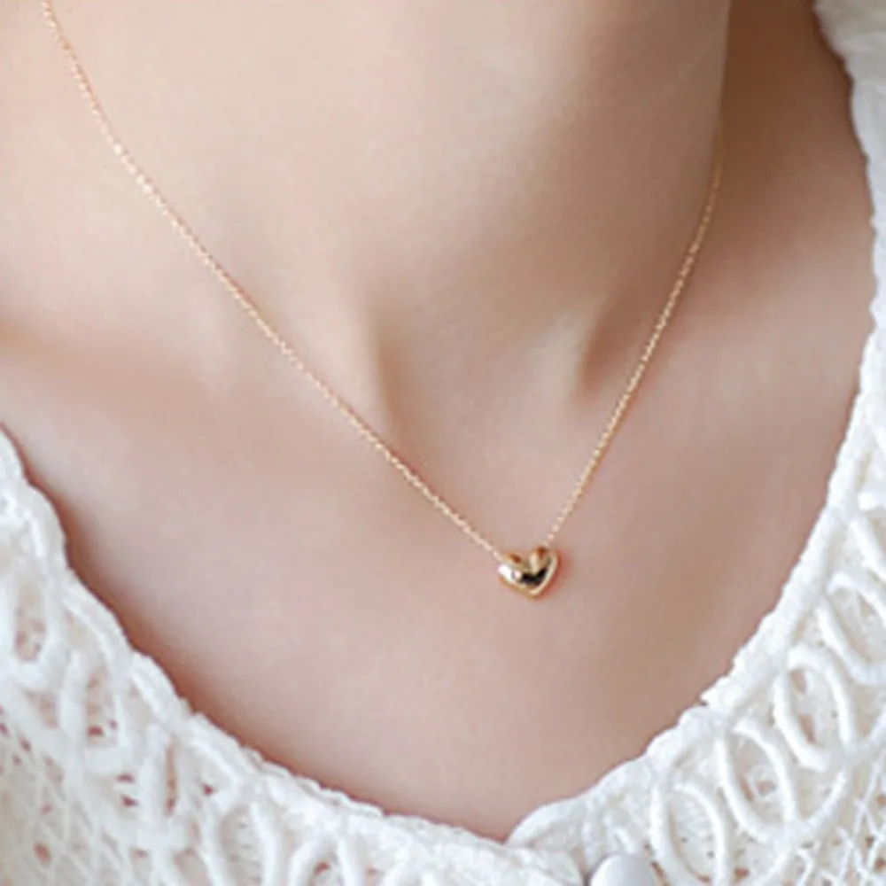 

Fashion Short Necklace Mini Heart Pendant Neckchain Choker Fine Jewelry