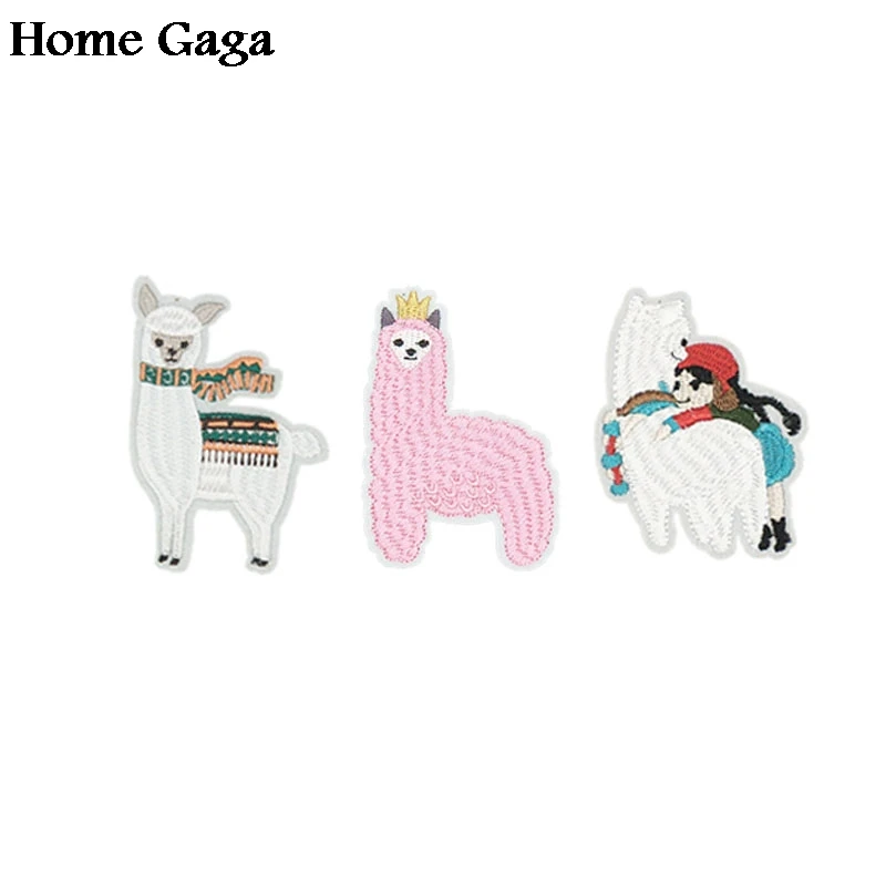 

10pcs/lot Homegaga llama Alpaca animal diy Patches Embroidered badges Iron on sewing pour jacket clothes Applique stickers D1075