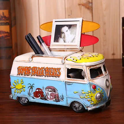 

Creative groceries Volkswagen bus car photo frame pen holder Coffee shop home accessories retro nostalgic ornaments