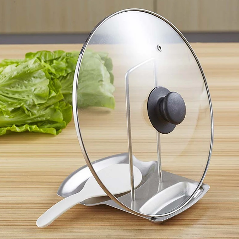 Stainless Steel Pan Pot Stand Rack Hot Pot Lid Holder Cover Holding And
