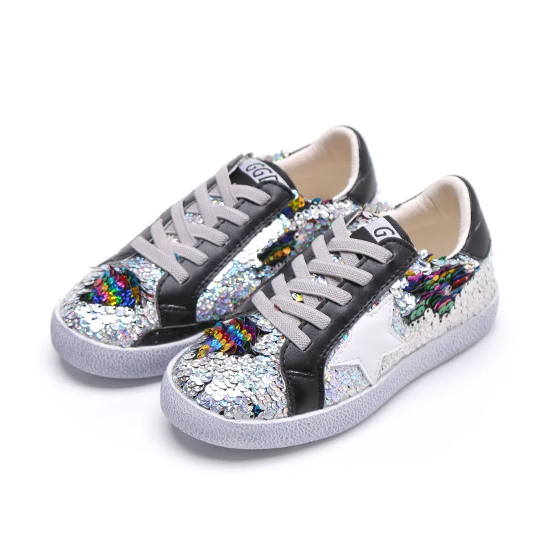 

2019 Spring Autumn New Sequins Korean Version Star Casual Shoes Comfortable Children's Shoes Soft Soles Casual Girl's Shoes