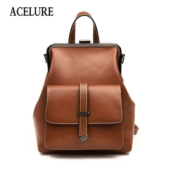 

ACELURE Vintage Leather Backpacks Female Travel Shoulder Bag Mochilas Women Backpack Large Capacity Rucksacks for Girls Dayback