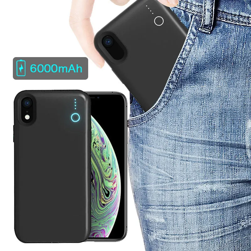 

Newest Wireless Battery Charger Cases for iPhone XR/ X Max 5000mAh 6000mAh Wireless Power Bank Case with 4 LED Display Lamp