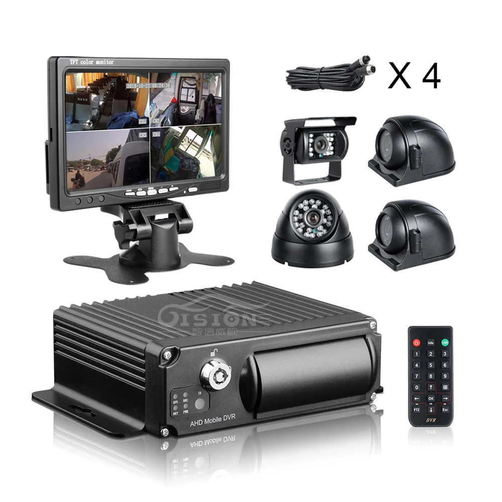 4 шт. 2.0MP автомобиля Камера H.265 4CH AHD SD Автомобильный регистратор Dvr для мотоцикла