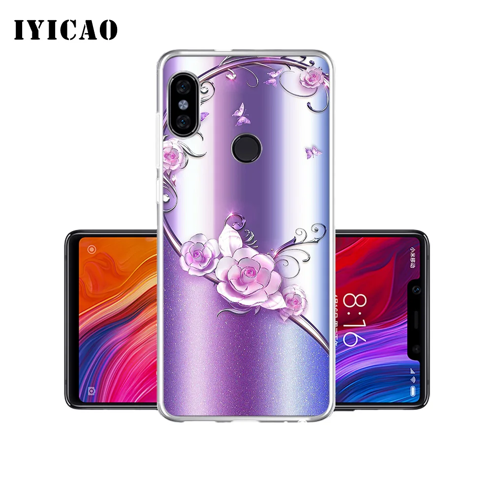 IYICAO Мягкий силиконовый чехол для телефона с цветочным принтом и стразами Xiaomi Mi 9 8