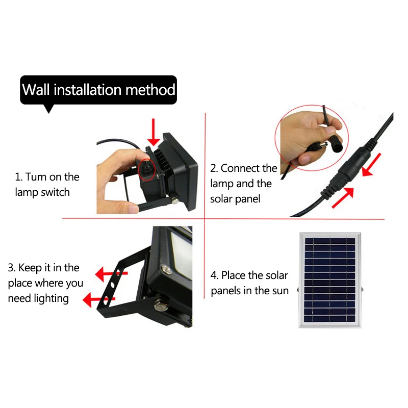 Solar Panel Solar Board Power Generater Powered LED Street Light Kit 12 LED White Light For Street Yard Path Garden Street Light (1)