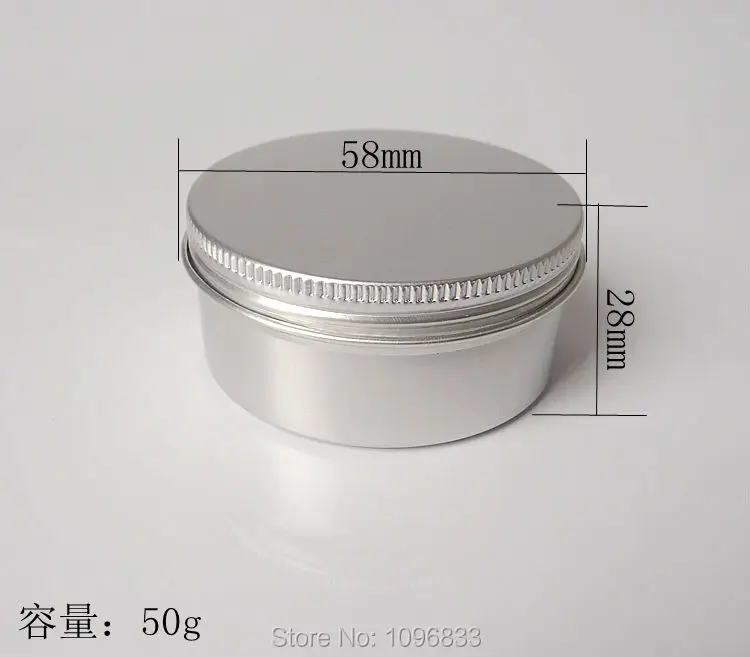 

50g Aluminum Cosmetic Cream Jar, 50ml Empty Tins with Screw Lid, Aluminum Box, Cosmetic Packaging Metal Containers, 50pcs/Lot