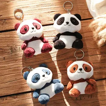 

2019 New Cute Cartoon Panda Plush Stuffed Doll Toy Keychain Key Ring Backpack Ornament Room decorations