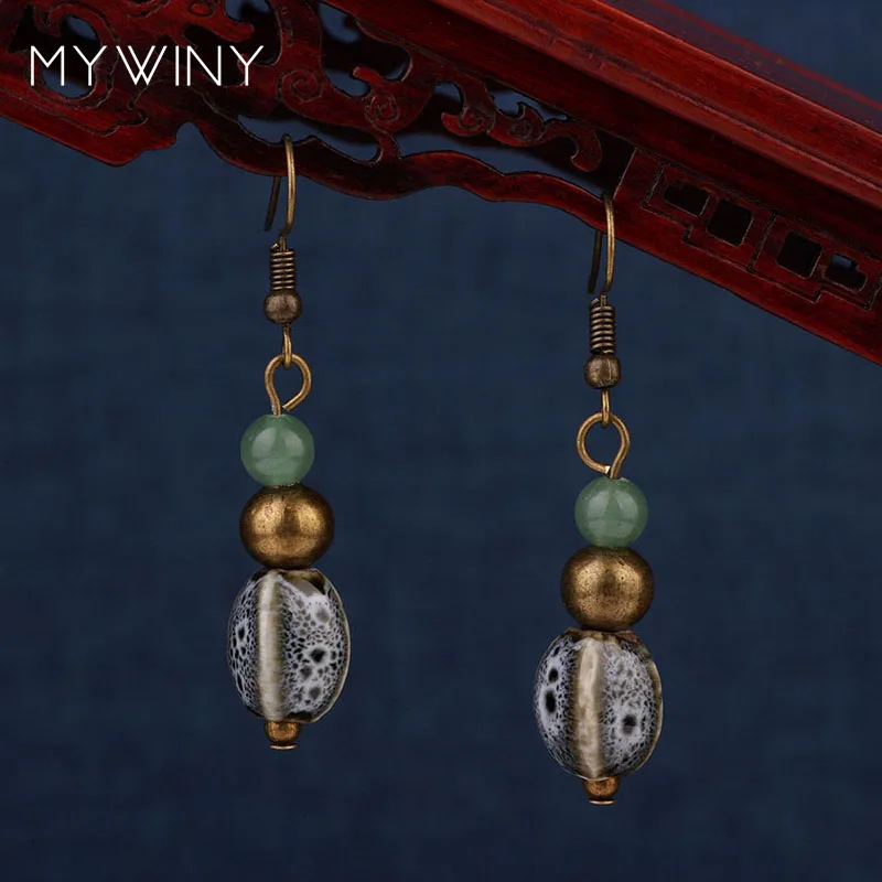 Серьги MYWINY из медных керамических бусин Модные Винтажные серьги в этническом