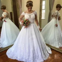 Vestido de Noiva элегантное кружевное свадебное платье современное свадебное с длинными рукавами платье Robe De Mariage