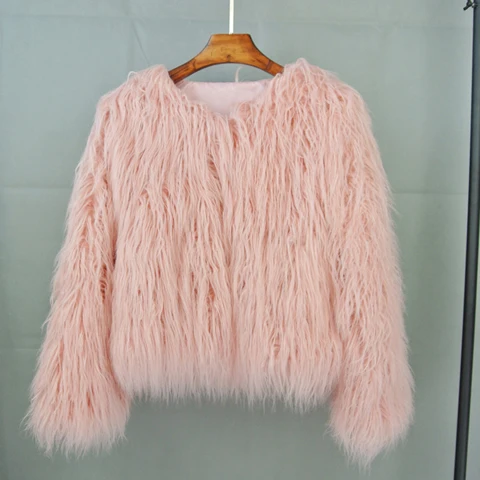 Savabien/пальто из искусственного меха,, модная Корейская Меховая куртка, розовые меховые пальто, парка, Осень-зима, Женские однотонные праздничные пальто - Цвет: Pink