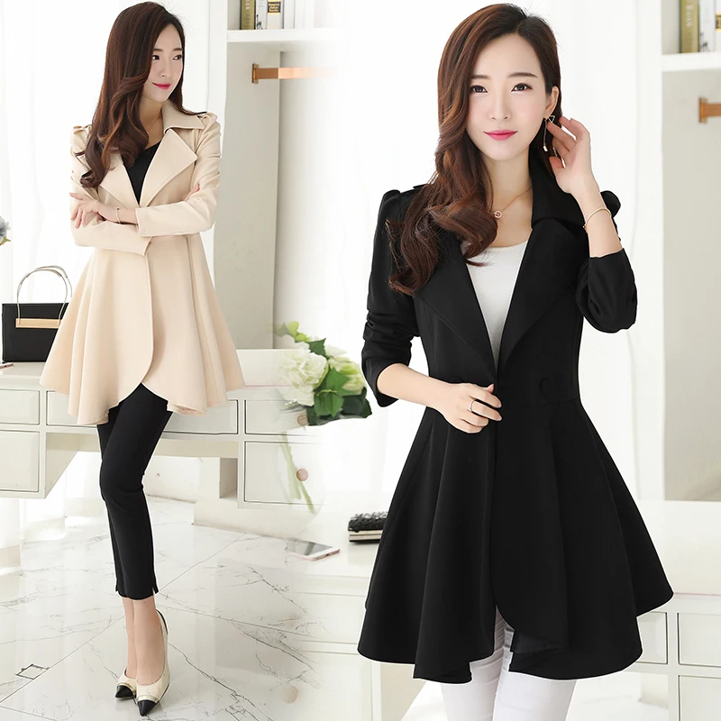 Bri Elegant Ruffle Turn Down Collar Trench Coat Women Sash High Waist Autumn Winter Long Sleeve Skirt Coat Female Bri Elegant Ruffle Turn Down Collar Trench Coat Women Sash High Waist Autumn Winter Long Sleeve Skirt Coat Female