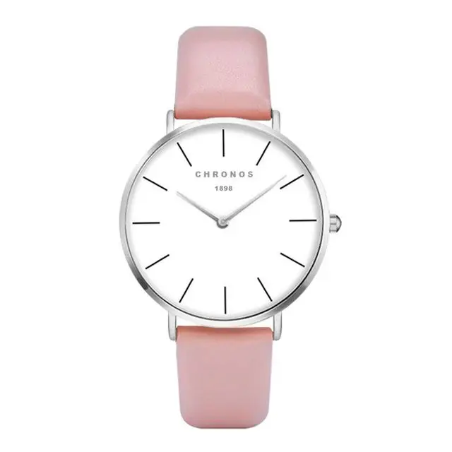 CHRONOS 1898 Luxury Watch Men Women Silver Casual Quartz Watch PU Leather Watch 40mm Clock Women Watches Ladies watch CH0242