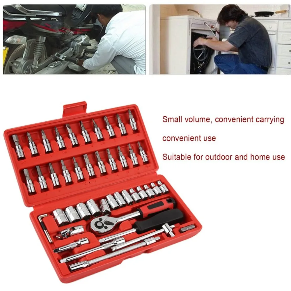 

New 46 Pcs Car Repair Tool Sets Combination Tool Wrench Set Batch Head Pawl Socket Spanner Screwdriver Head Set Socket Set