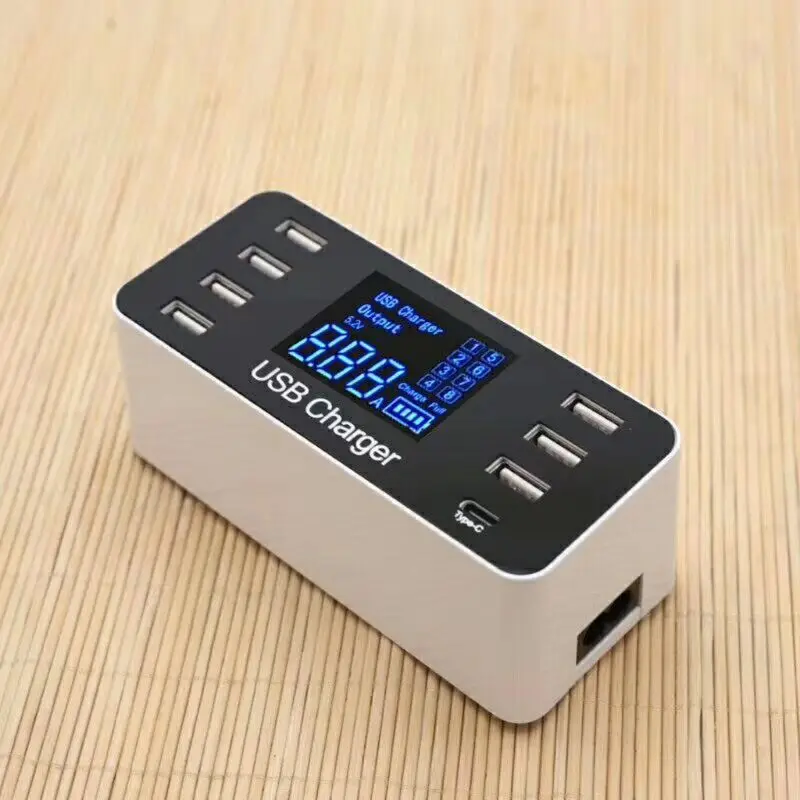 7 портов usb type C 5 В/8A розетка зарядное устройство с напряжением тока ЖК-дисплей для смартфонов планшетных ПК AU/EU/US/UK Разъем