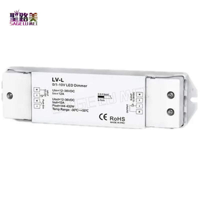 DC12V-36V 0/1-10 В Диммируемый драйвер светодиодов 1 канал 0/1-10 В вход, 1CH ШИМ Постоянное Напряжение CV 12A выход светодиодный диммер контроллер