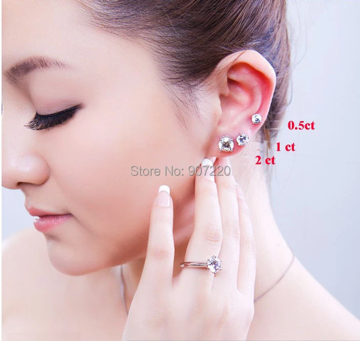 Clic Total Weight 2 Carat Bright Sona Simulated Diamond Sterling Clic Total Weight 2 Carat Bright Sona Simulated Diamond Sterling Silver Round Setting Stud Earrings In 18k Gold Plated From