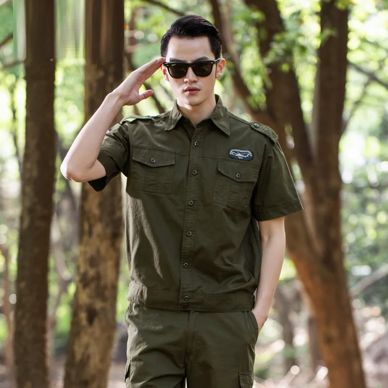 

(10 set/free ship) outdoor camouflage short-sleeve training uniform set protective clothing work wear Security training suit