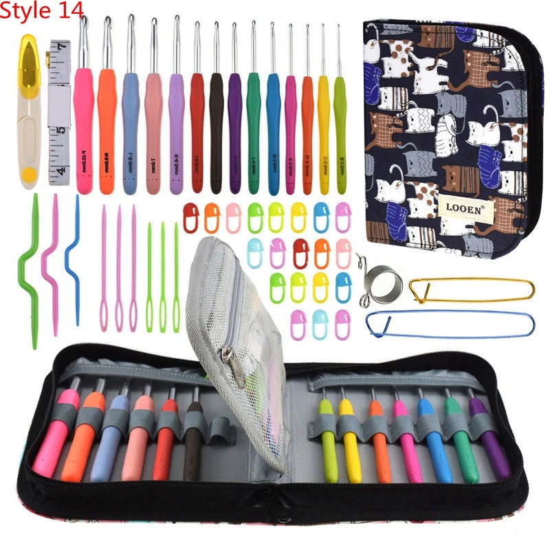 35 Styles Set Crochet Hook Set With Yarn Knitting Needles Sewing Tools Set Knit Gauge Scissors Stitch Holder Hook For Knitting