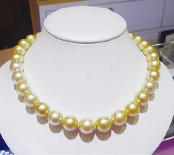 

elegant natural 10-11mm gold south seas pearl necklace 17inch 14K (9.13)
