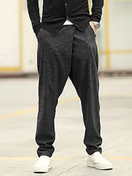 Для мужчин новый бренд дизайн зимние повседневные однотонные длинные штаны метросексуал человек и пуговицы европейский стиль тонкий