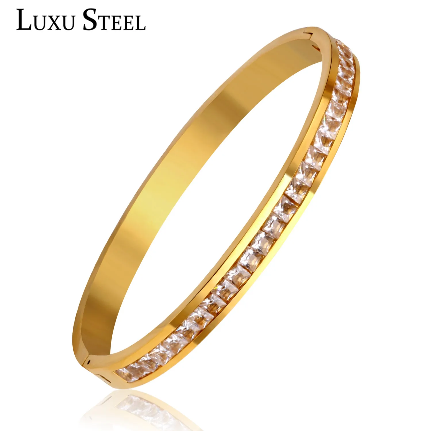 Браслеты LUXUSTEEL из нержавеющей стали Женские аксессуары золотистые круглые