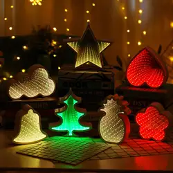 3D Новинка звезды облако Рождественская елка ночник бесконечность зеркало туннель лампы творческий светодиодный зеркало лампа для детей