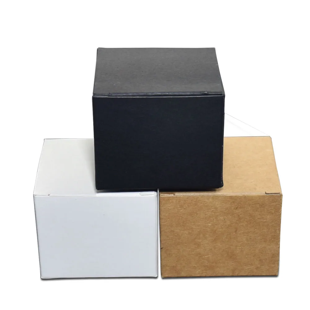 

100pcs/lot Foldable White Kraft Paper Box for Face Cream Packing Black Paperboard Boxes Jewelry Package Ointment Bottle Box