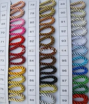 

(30125)10 Meters 5mm Satin Polyester Cords Three strands of Rope Silk thread Rope Diy Jewelry Findings Accessories