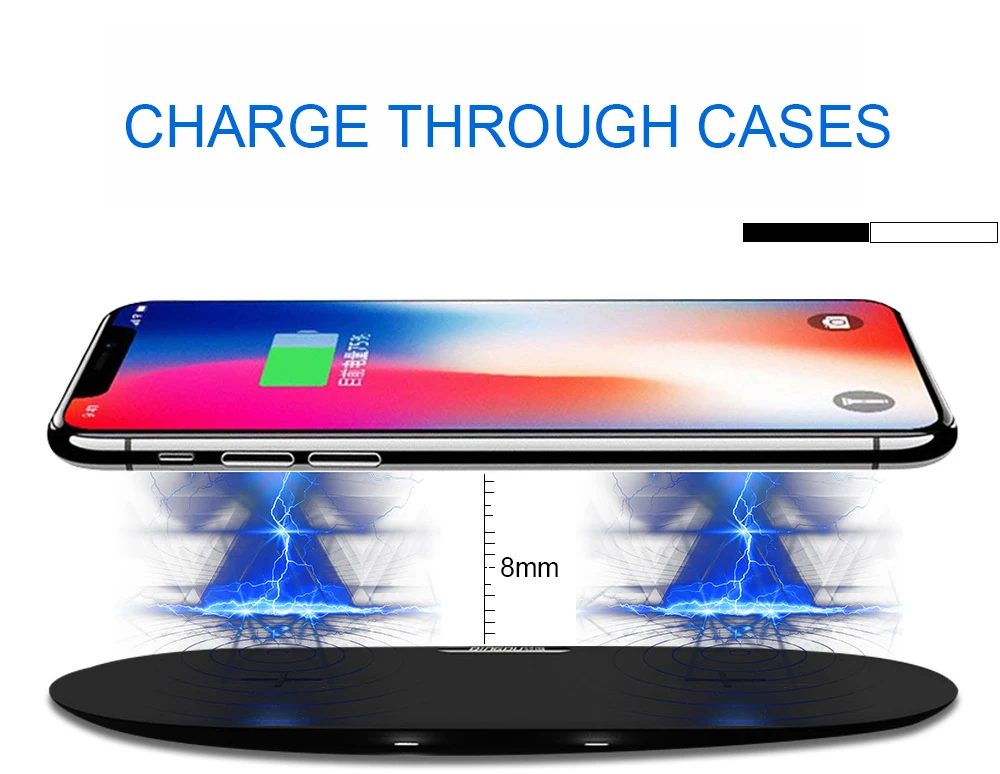 NYFundas 2-in-1 Wireless Charger For iPhone X 8 8 Plus Samsung Galaxy S9 Note 9 S8 S7 Plus S6 Edge Induction Charging Pad QC3.0 (8)