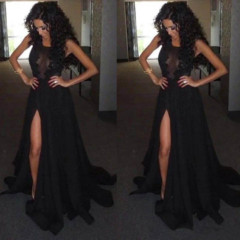 ^*Best Offers Black Prom Dresses Lange 2019 Illusion Lijfje Chiffon Formele Masquerade Gowns Avond Jurken Custom Made ^*Best Offers Black Prom Dresses Lange 2019 Illusion Lijfje Chiffon Formele Masquerade Gowns Avond Jurken Custom Made