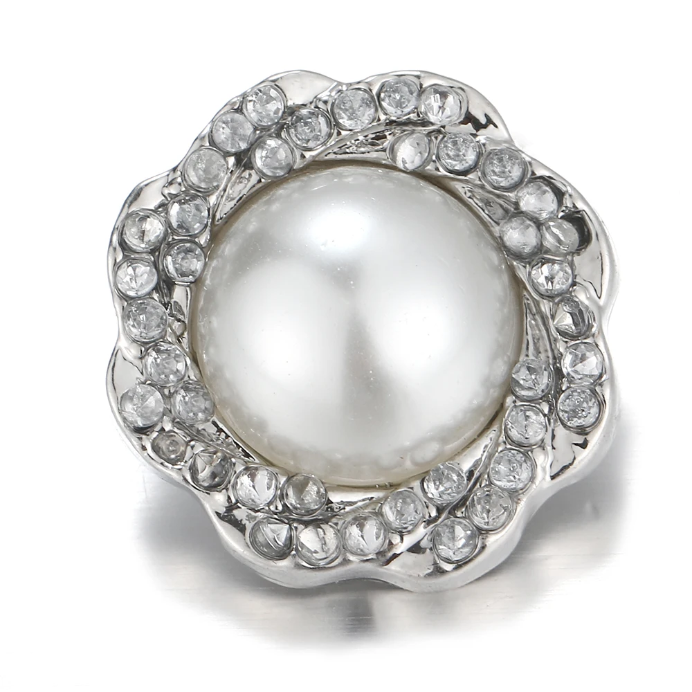 Красивый модный белый жемчужный цветок из горного хрусталя 20 мм Металлические заклепки для DIY 18 мм браслет с застежкой ожерелье браслет ювелирные изделия