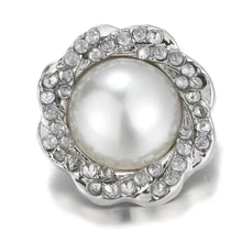 Красивый модный белый жемчужный цветок из горного хрусталя 20 мм Металлические заклепки для DIY 18 мм браслет с застежкой ожерелье браслет ювелирные изделия