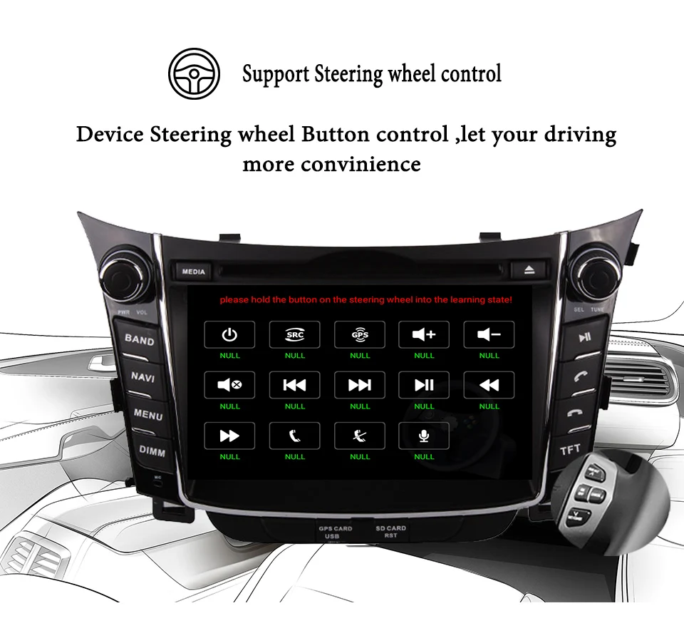 Flash Deal 7" 1024*600 HD IPS Android 9.0 8core Car dvd video Player head unit gps glonass stereo For Hyundai I30 2012-2016 4G Lte dab rds 2