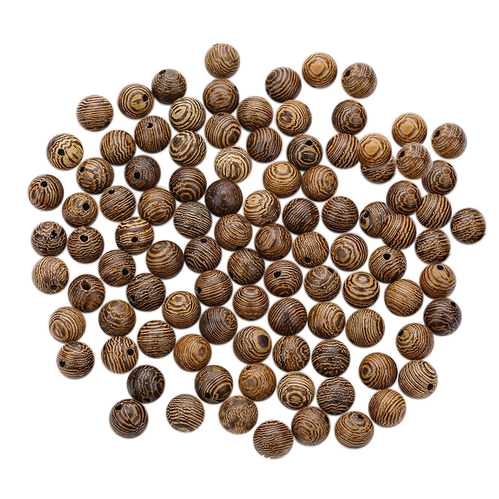100x Natural Wood Grain Pattern Unpainted Round Wooden Beads 100pcs Bulk Sale For DIY Jewelry