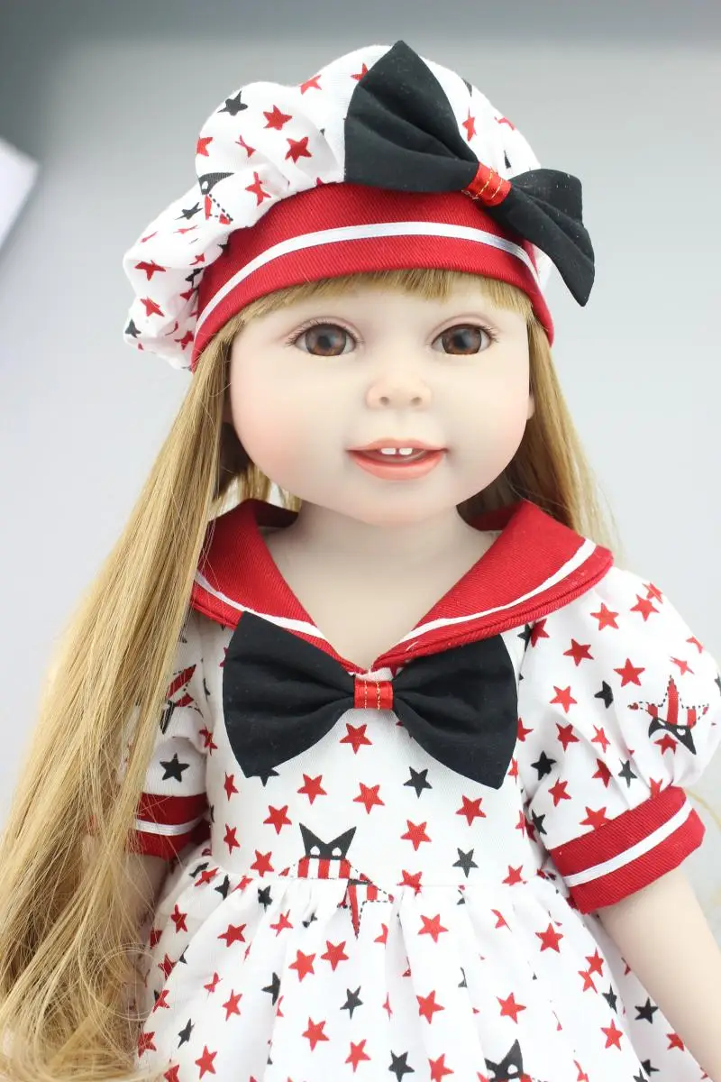 

2016 NEW 18" Blond Hair 45cm Girl Doll Realistic Baby Toys Birthday Gift for Girls American princess Dolls