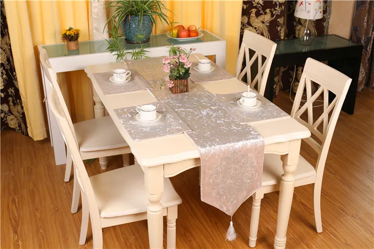 Модная Высококачественная Роскошная плотная бархатная ткань для горячего бурения чайный обеденный стол с флагом для дома, гостиной, ресторана - Цвет: Flower Cream