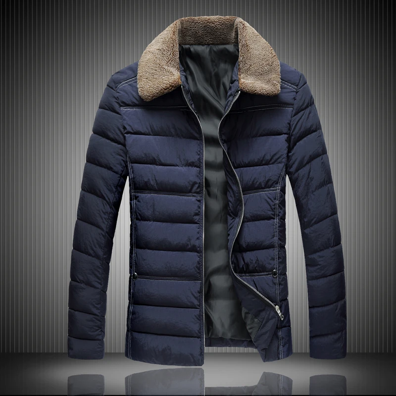 جديد وصول الرجال ستر 2018 بدوره إلى أسفل طوق الشتاء السترات الرجال القطن نوعية جيدة قصيرة عارضة معاطف أوم زائد حجم M-3XL