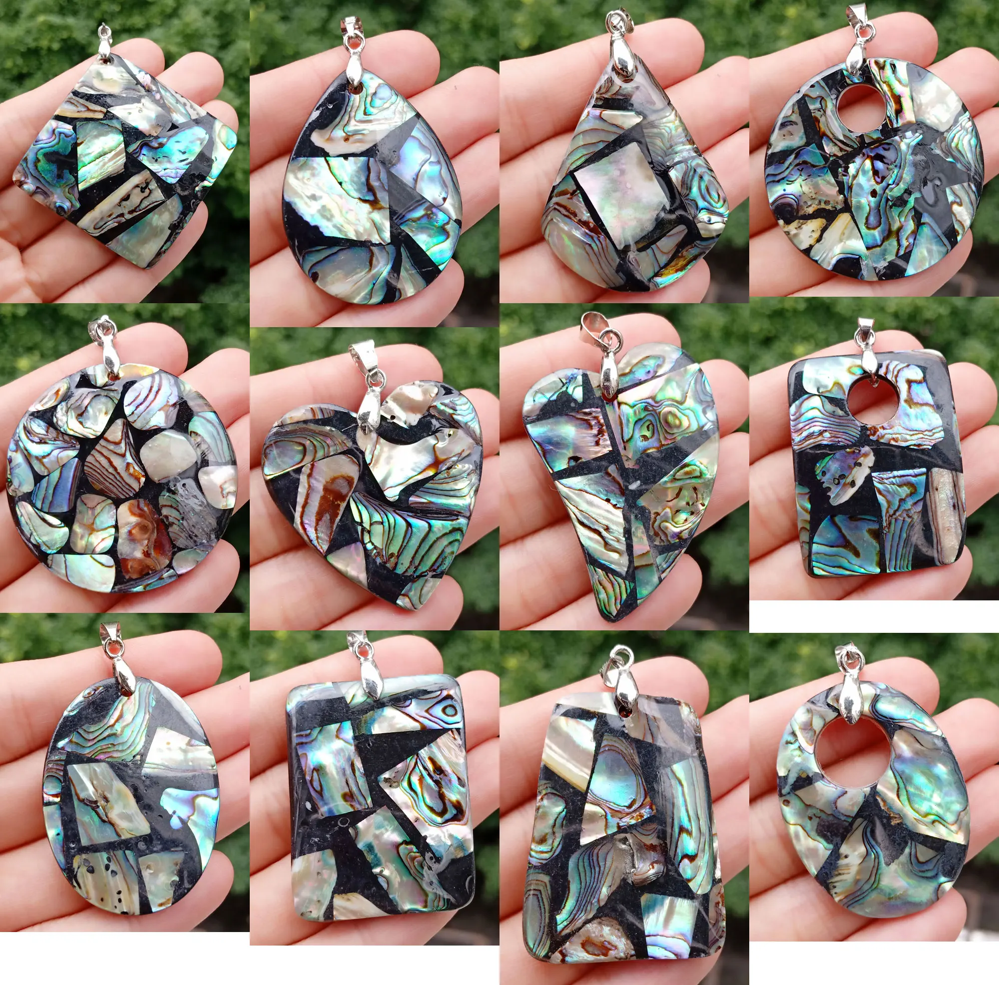 

Natural White Abalone Shell Pendant bead Energy Reiki Healing Amulet