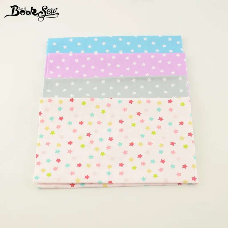 Booksew New 100% Cotton Twill Fabric 4PCS/Lot Star Design Tecido Tissue Sewing Cloth For DIY Patchwork/Baby/Quilting Bed Sheet | Дом и сад