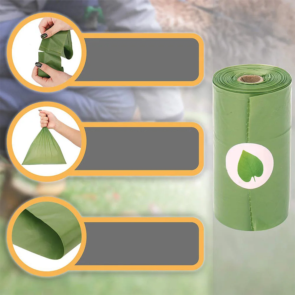 16 Rolls разложению новые пакеты для уборки за собакой экологичный ПЭТ мусорные мешки комплект рулонов пакеты для уборки за собакой с дозатором Capsule мусорные мешки