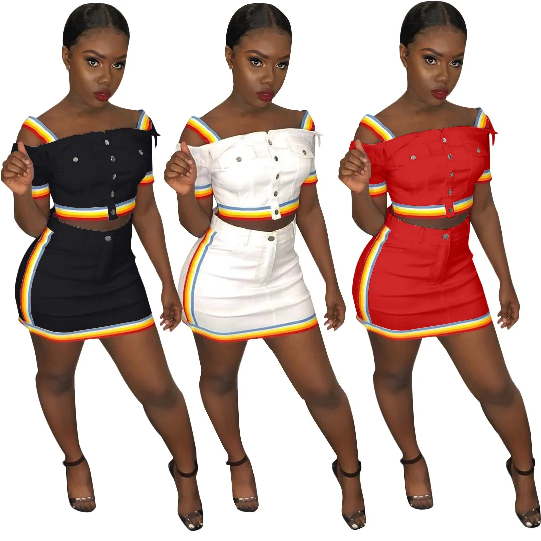 

W8157 ribbon buttocks and leisure skirt two sets two piece dress women 2 piece set sexy two piece women two piece outfits