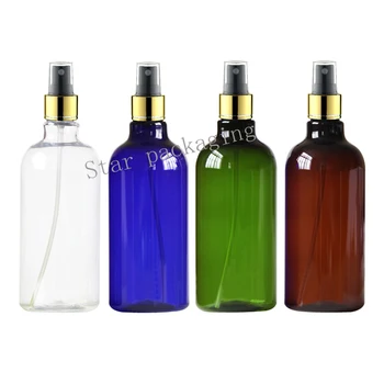 

12pcs 500ml gold collar Spray pump Plastic Bottle,Makeup Setting Spray Pump Container,blue brown clear Bottles PET Mist Sprayer
