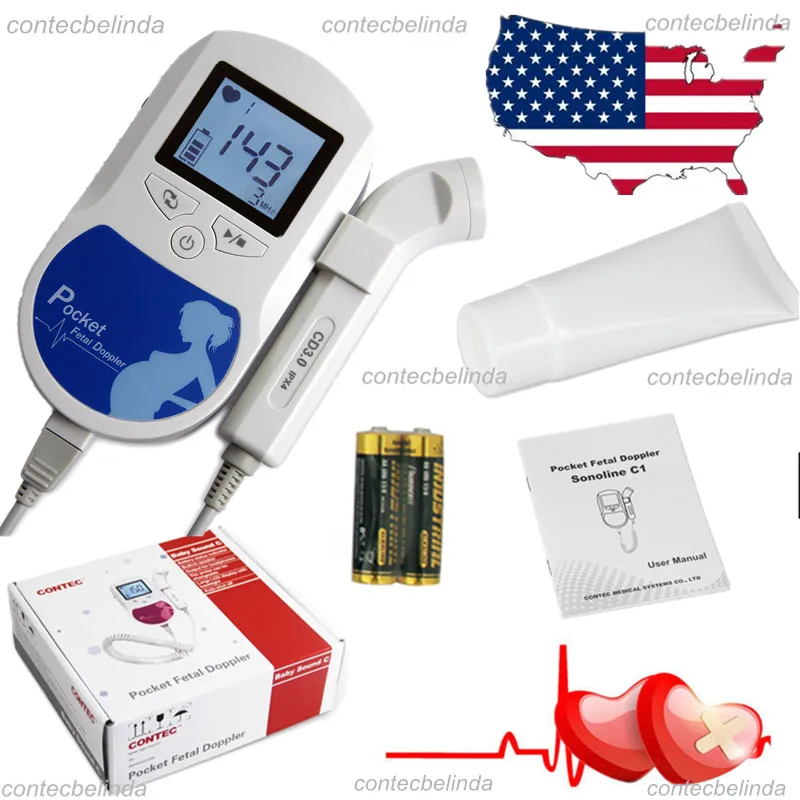 

Prenetal Fetal Doppler Baby Fetus Heart LCD Monitor,3MHZ probe,Gel,Batteries,FDA Lowest Promotion Price 2019