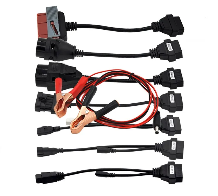 Лучшие автомобильные кабели OBD OBD2 Полный комплект 8 автомобильных кабелей для автомобиля delphis vd ds150e cdp WOW CDP части автомобиля CaBD II кабель сканера