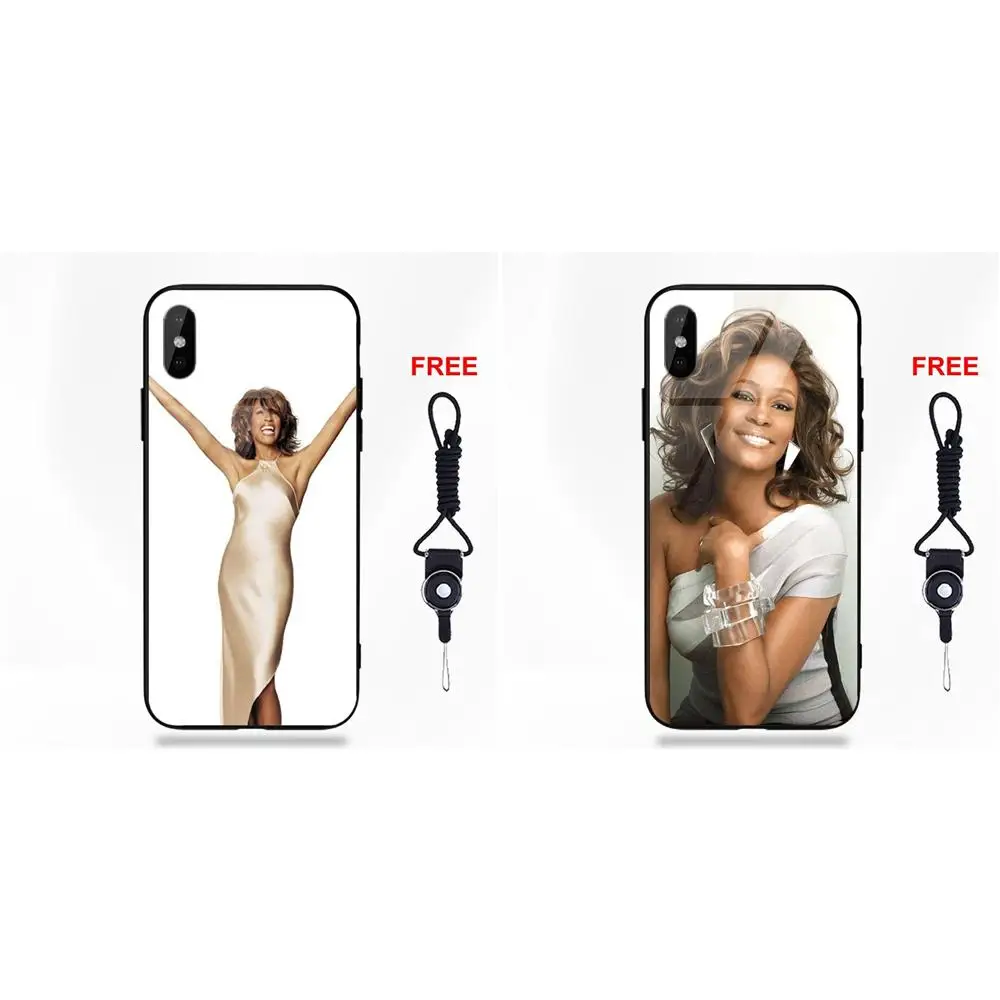 

Whitney Houston Pattern Silicone TPU Frame Tempered Glass Screen Protector For Apple iPhone X XS Max XR 5 5C 5S SE 6 6S 7 8 Plus