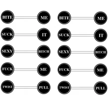 14G Surgical Steel Nipple Bar Sexy Puck Dirty Bad Word Logo Nipple Ring Barbells Women Punk Body Piercing Jewelry Free Shipping